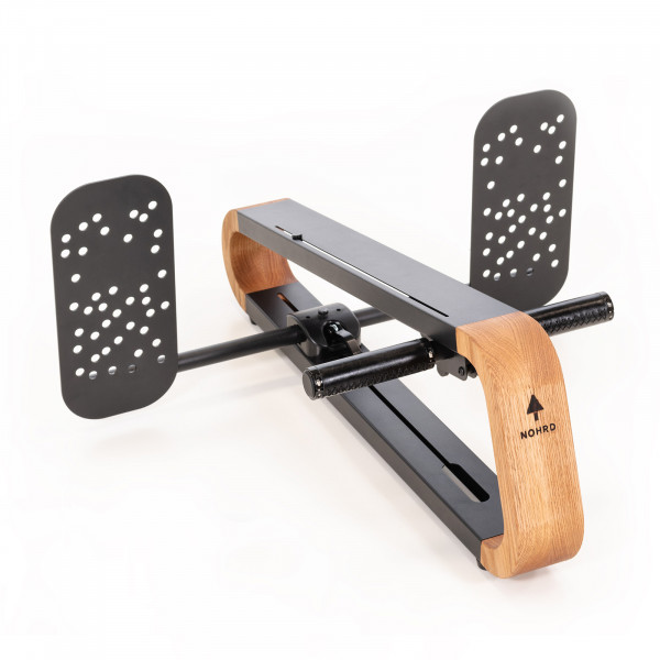 Rear angle view of the NOHRD SpineStretch with footplates extended.