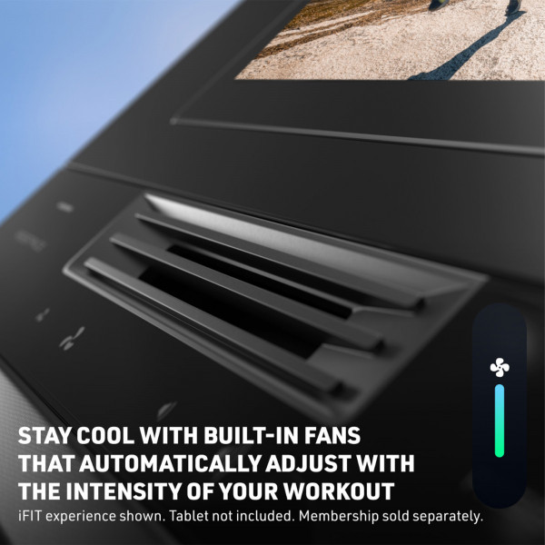 Close-up of fan that adjusts with workout intensity
