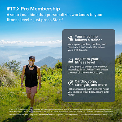 Outdoor scene view of iFIT training interface displayed on the NordicTrack Step Climber XL  
