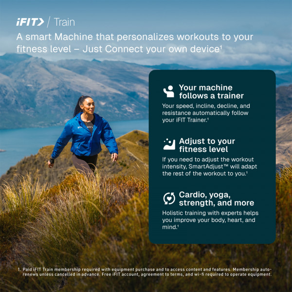 iFIT Train features for the NordicTrack AirGlide LE Elliptical, including trainer-led workouts, SmartAdjust and personalised training