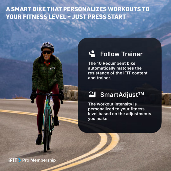 iFIT trainer-led cycling experience displayed on NordicTrack 10 Recumbent Bike