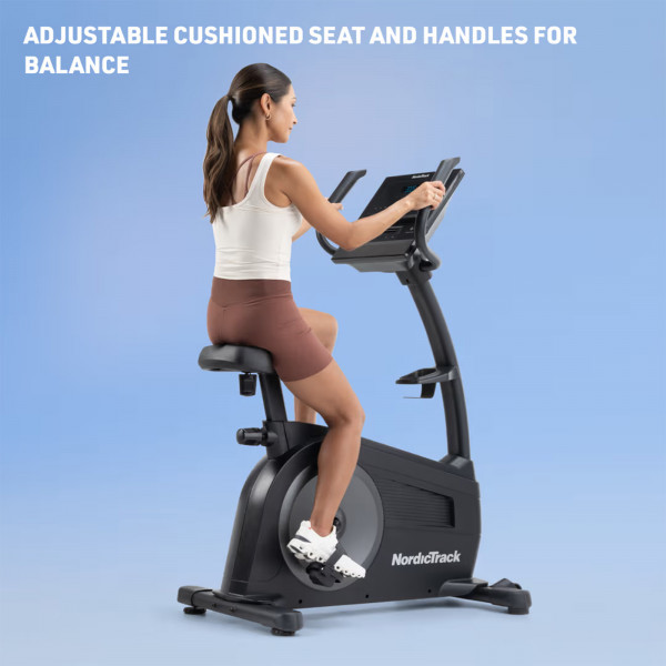 User riding the NordicTrack G LE Upright Bike