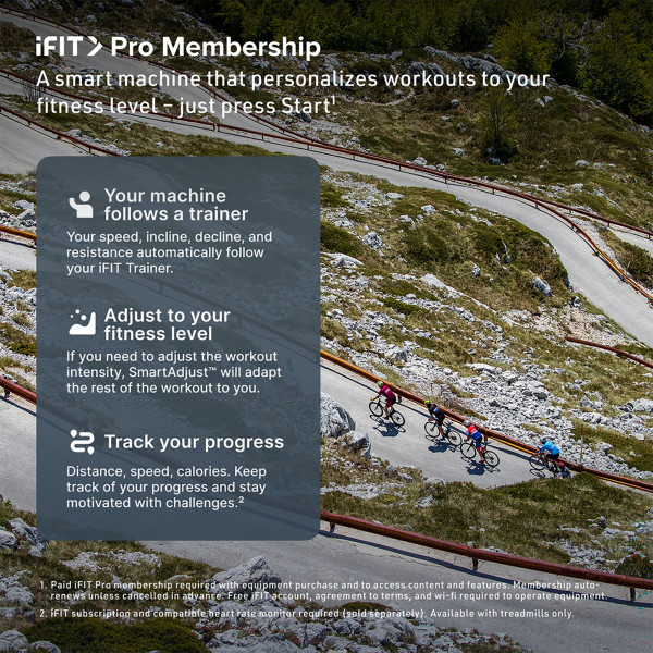 Aerial road scene with cyclists reflecting iFIT outdoor rides on the NordicTrack Tour de France Indoor Bike