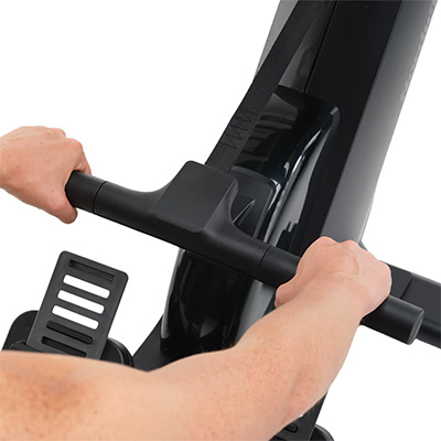 Close-up of the handle and strap on the NordicTrack RW300 Rower 