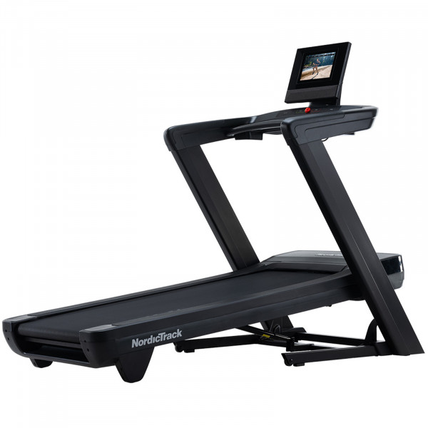Front right view of the NordicTrack Commerical 1250 Treadmill at an incline.