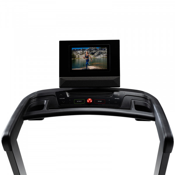 Front view of the console on the NordicTrack T Series 10 Treadmill.