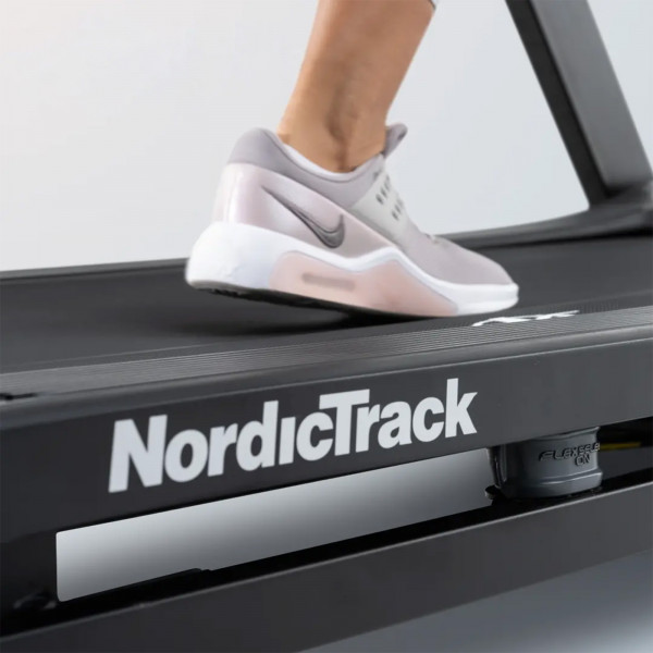 Front close-up of the NordicTrack T Series 16 Treadmill deck and cushioning system