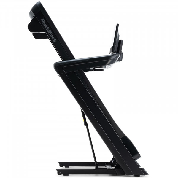 Folded side view of the NordicTrack Commercial 1250 Treadmill.