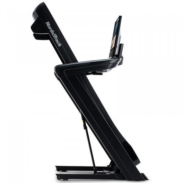Folded side view of the NordicTrack Commercial 2450 Treadmill.