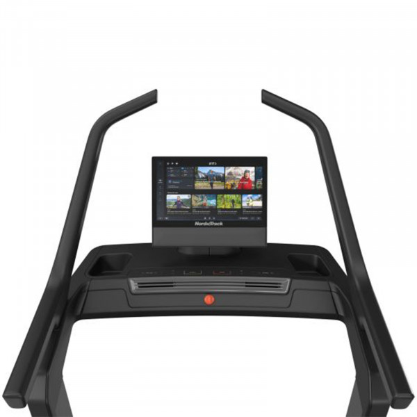 Closeup of the console on the NordicTrack X16 Treadmill.

