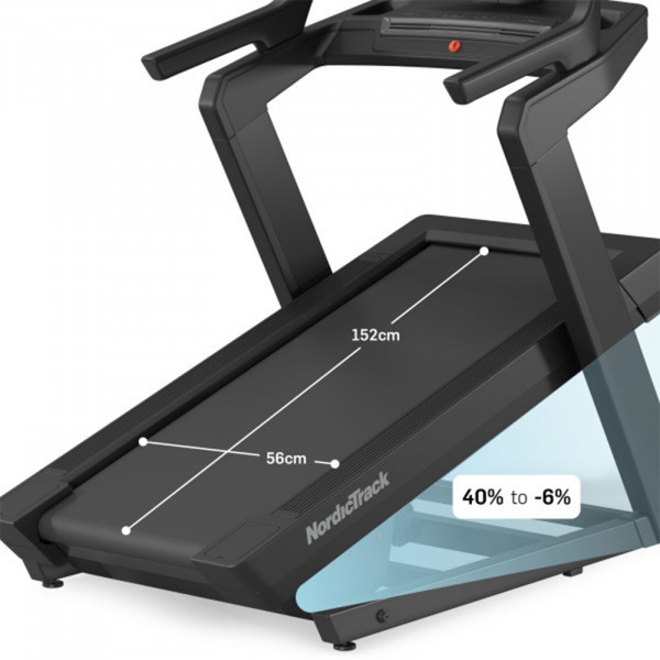 Close-up of the NordicTrack X16 Treadmill’s belt and incline.

