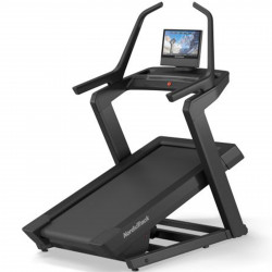 Front right view of the NordicTrack X16 Treadmill at an incline.