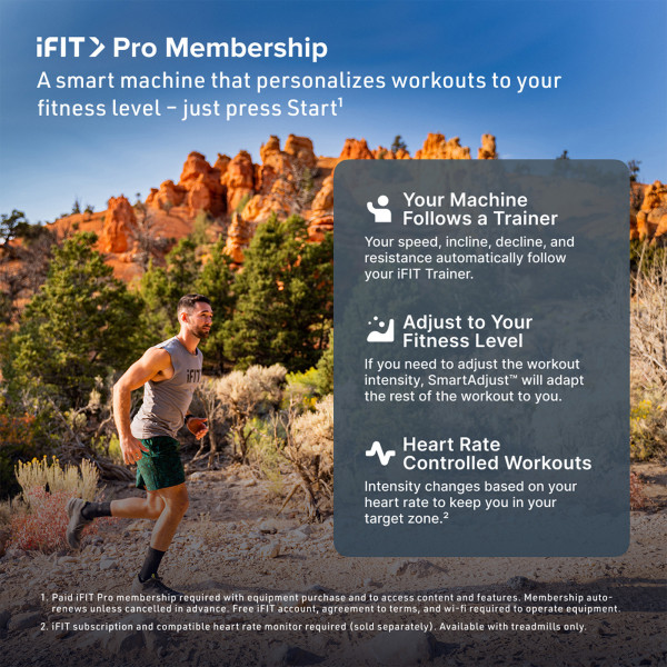 Lifestyle view of a model running outdoors with iFIT Pro Membership features for the NordicTrack X16 Treadmill