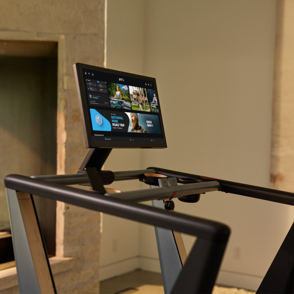 Angled view of the NordicTrack Ultra 3 Treadmill screen and handles