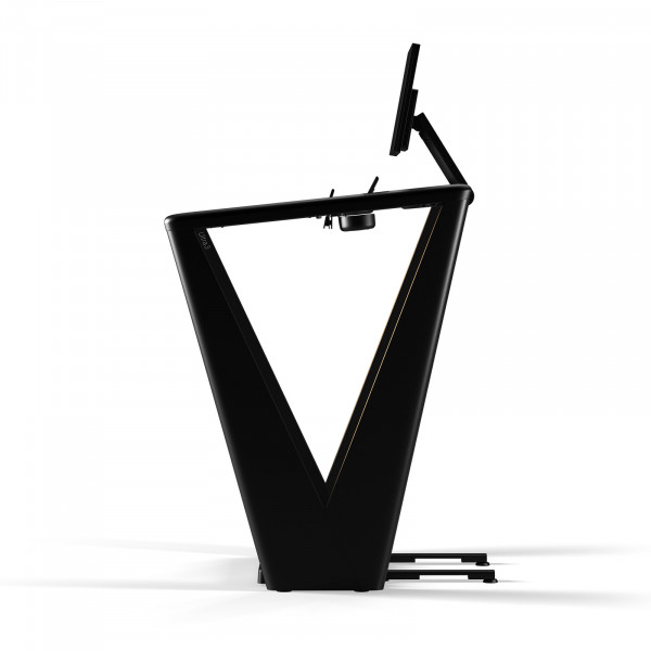 Side view of the NordicTrack Ultra 3 Treadmill folded upright