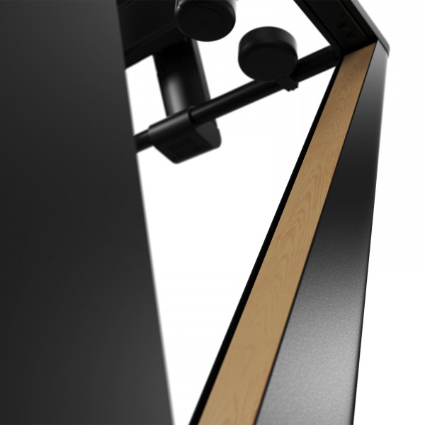 Closeup of the wood-accent frame on the NordicTrack Ultra 3 Treadmill