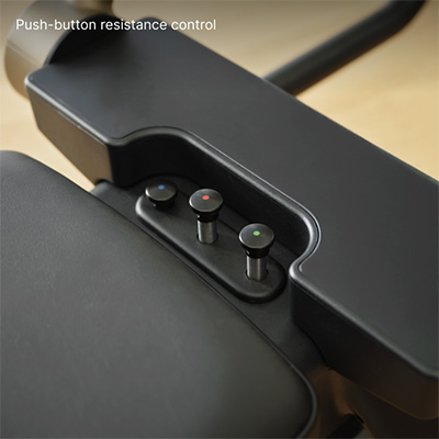 Close-up of push-button resistance controls on the NordicTrack Ultra 1 Reformer