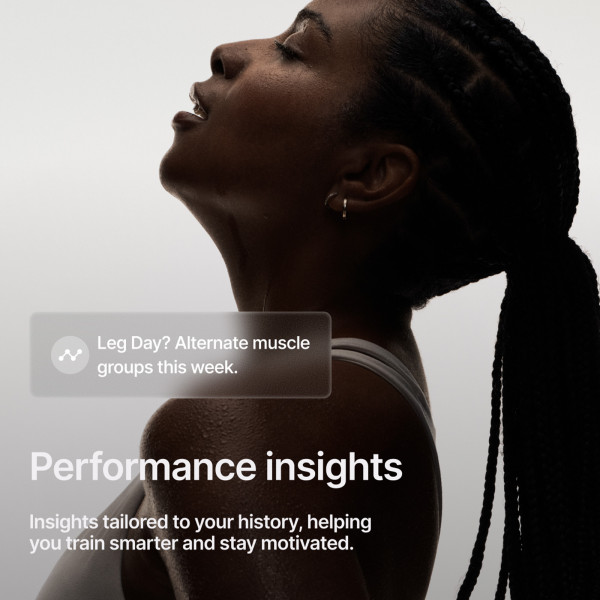 An infographic stating: "Performance insights. Insights tailored to your history, helping you train smarter and stay motivated."