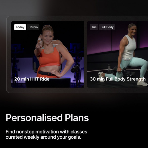 An infographic stating: "Personalised plans. Find nonstop motivation with classes curated weekly around your goals."