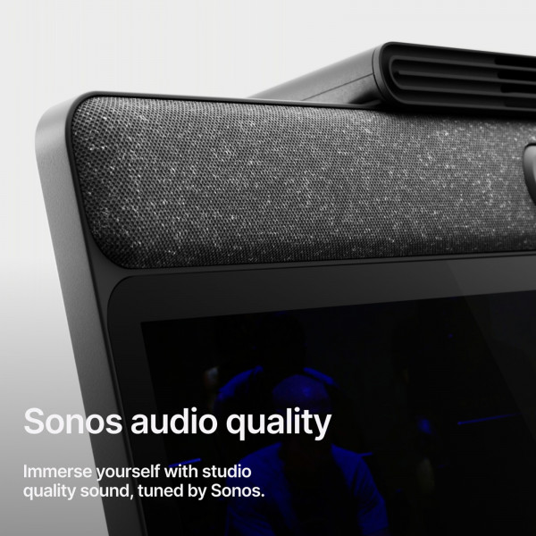 An infographic stating: "Sonos audio quality. Immerse yourself with studio-quality sound, tuned by Sonos."