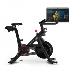 Peloton Bike+ - showcasing the 360-degree rotating 24-inch HD screen
