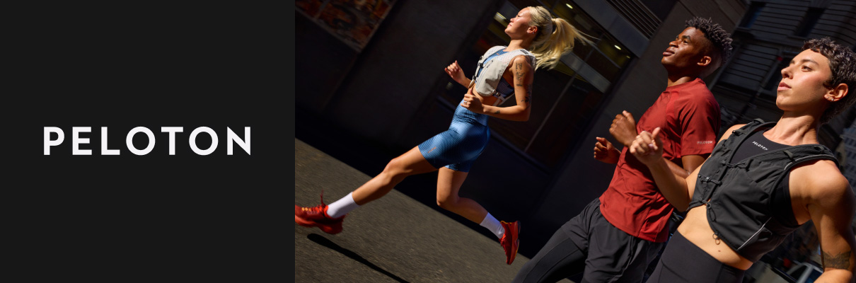 Three models running together outdoors