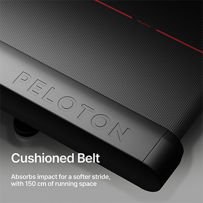 Closeup of the cushioned belt on the Peloton Tread Vision