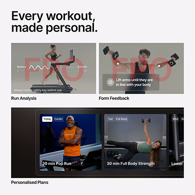 Peloton Tread Vision showing run analysis, form feedback, and personalised plans 