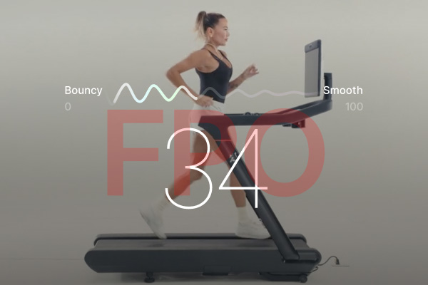 Model running on the Peloton Tread Vision with run analysis