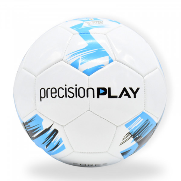 PrecisionPLAY Force Football, size 5, in white, fluo blue and black front view