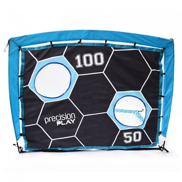 Front view of the PrecisionPLAY 2-in-1 Pop-Up Target Goal showing the target mat with scoring zones