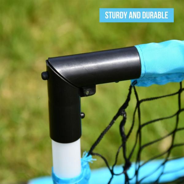 Close-up of the PrecisionPLAY Quick Folding Goal corner frame
