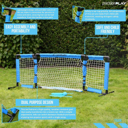 PrecisionPLAY 2-in-1 Combo Set football goal tennis net full setup