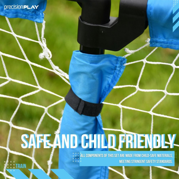 Close-up of PrecisionPLAY 2-in-1 Combo Set padded frame and net connection
