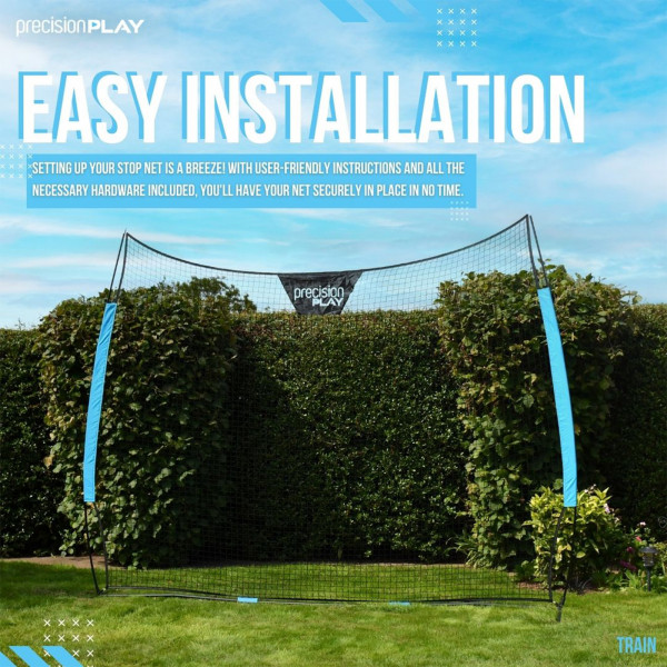 PrecisionPLAY Stop Net set up in a garden during installation