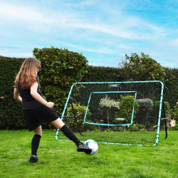 Person training with football using the PrecisionPLAY Mega Rebounder
