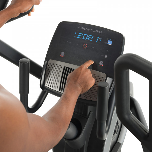 Console controls of the ProForm Trainer HL Elliptical Machine & Stepper