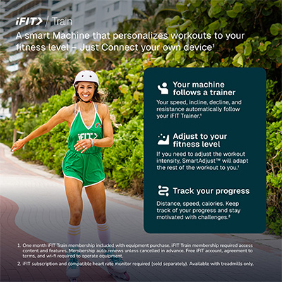 iFIT Train feature graphic for the ProForm Carbon EL Elliptical 