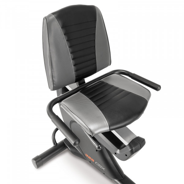 Top angled view of the seat and backrest on the ProForm 325 CSX Recumbent Bike