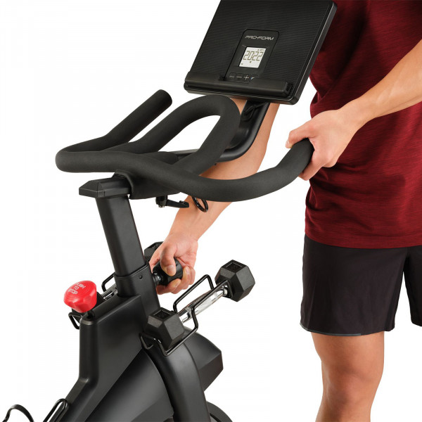 Resistance control and dumbbells detail on the ProForm Pro Trainer 500 Bike