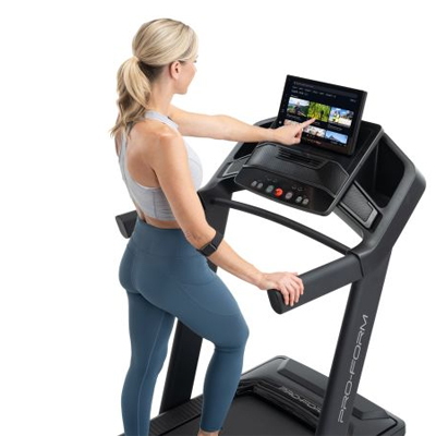 product image of a model using the ProForm Carbon Pro 9000 touchscreen