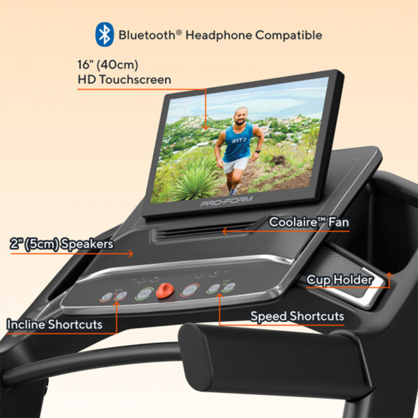 Close-up of the ProForm Carbon Pro 9000 Treadmill console and touchscreen
