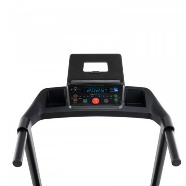 Close-up view of the ProForm Sport Treadmill console and handlebar design