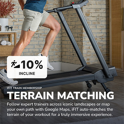 ProForm Sport Treadmill incline range displayed during home running workout 