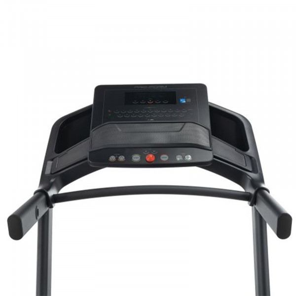Front-facing console and handlebar view of the ProForm Carbon TL Treadmill