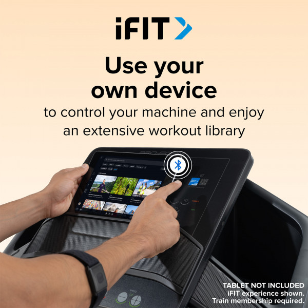 Tablet connected to the ProForm Carbon TL Treadmill with iFIT workout library