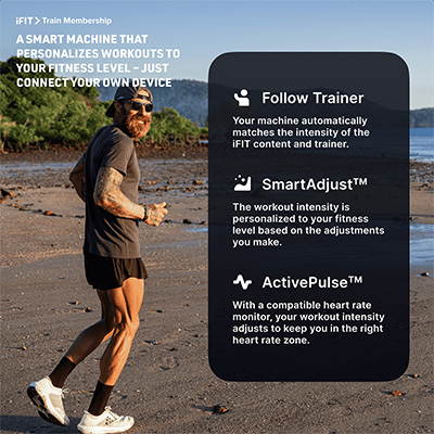 Outdoor runner promoting iFIT Train membership features 