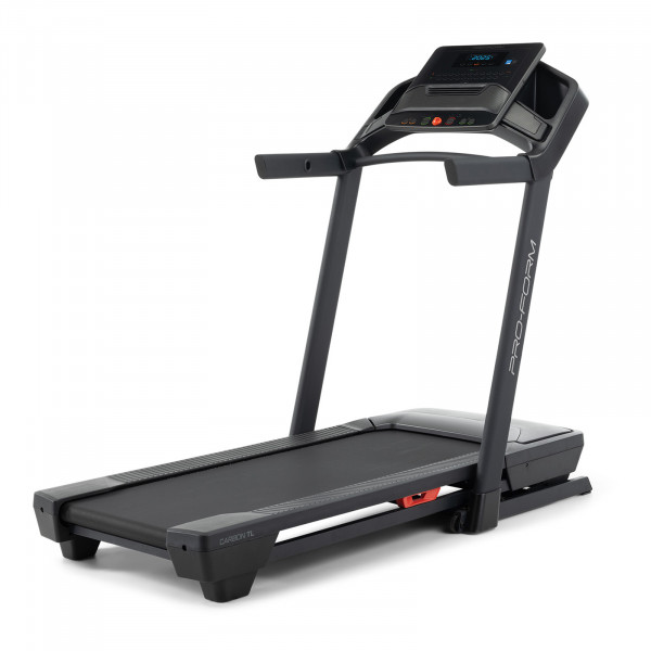 Front angled product shot of the ProForm Carbon TLS Treadmill