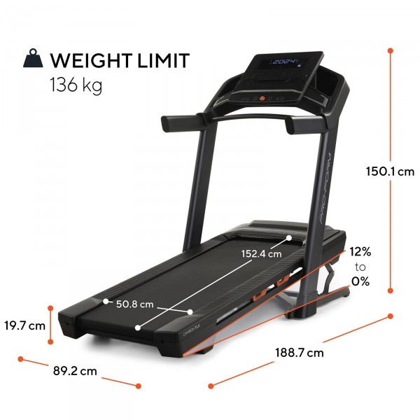 ProForm Carbon TLX Treadmill - dimensions