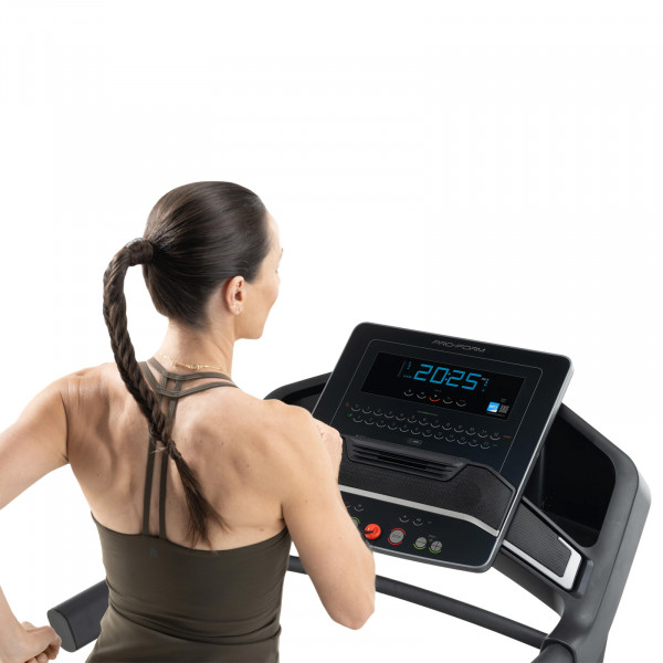 Person using the ProForm Carbon TLX Treadmill console